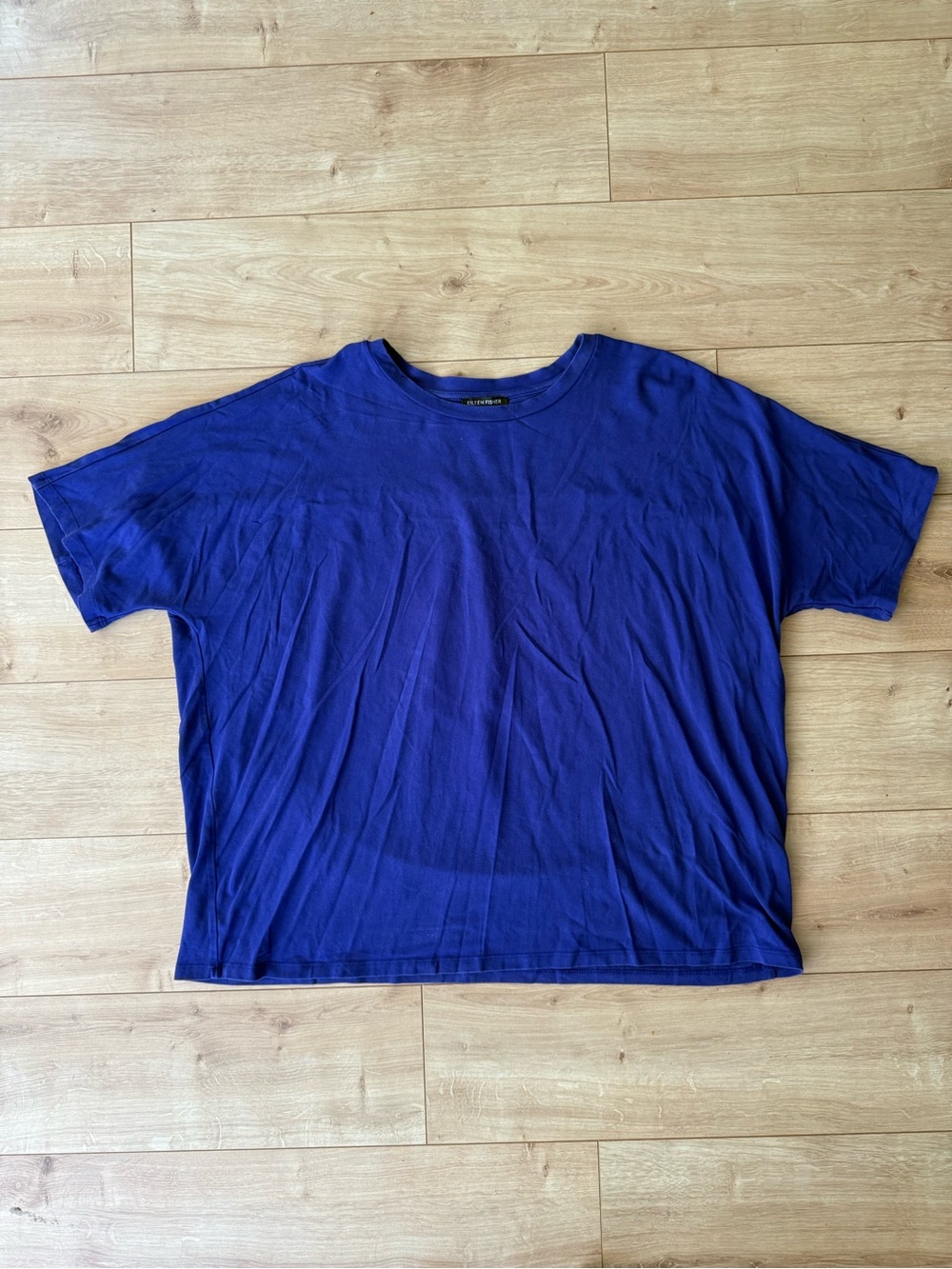 Eileen Fisher Blue Purple Tencel Lyocell Oversized Short Sleeve Tee L